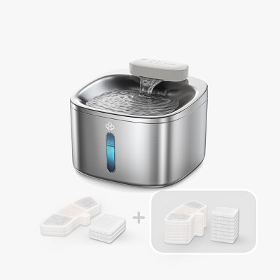 Oneisall PW04 Wireless Cat Fountain: 3.5L Stainless Steel, Battery Operated, Cordless, Rechargeable – Pet Water Dispenser（w/11 Filters)