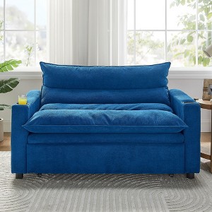 PAGED Modern Velvet Accent Chair, Convertible Sofa Chair 3-in-1, Adjustable Sleeper Chair with Cup Holder for Living Room - 1 of 4