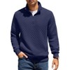 COOFANDY Mens Quarter Zip Pullover Quilted Sweatshirt Knit Long Sleeve Mock Neck Sweater Polo with Pocket Black XXL - 3 of 4