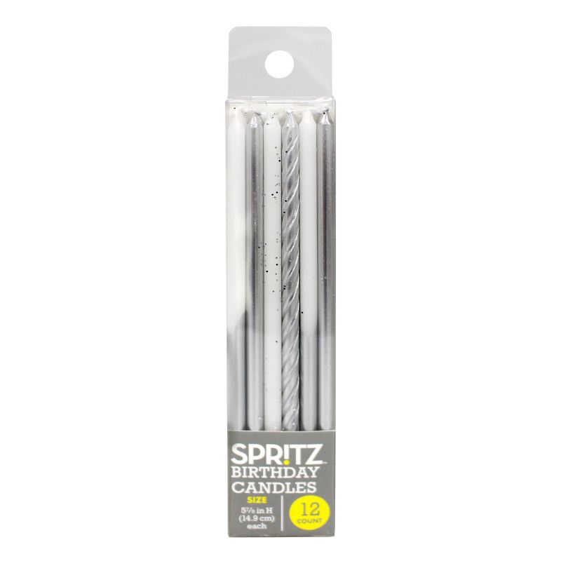 12ct Long Candles Silver - Spritz&#8482;, 1 of 4