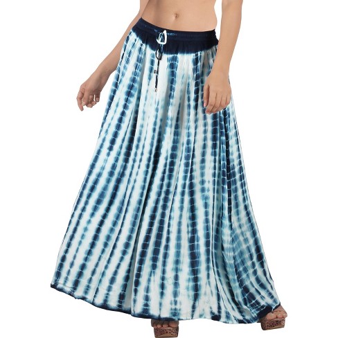 La Leela Women s Holiday Long Summer Vacation Skirts Stylish A line Flared Long Maxi Skirt One Size White Tie Dye Design Target