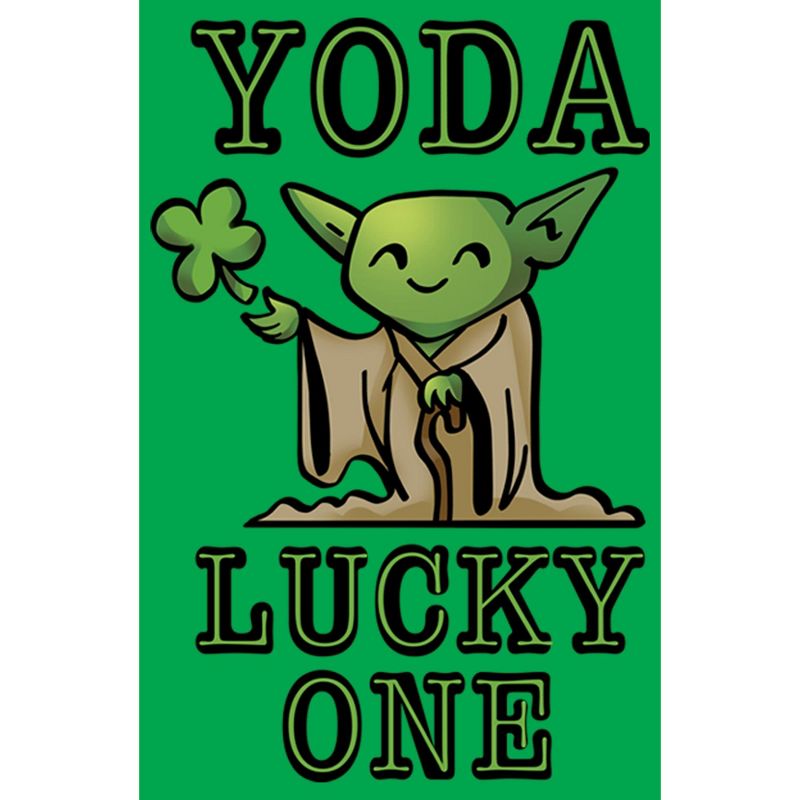 Juniors Womens Star Wars St. Patrick's Day Cartoon Yoda Lucky One T-Shirt, 2 of 5