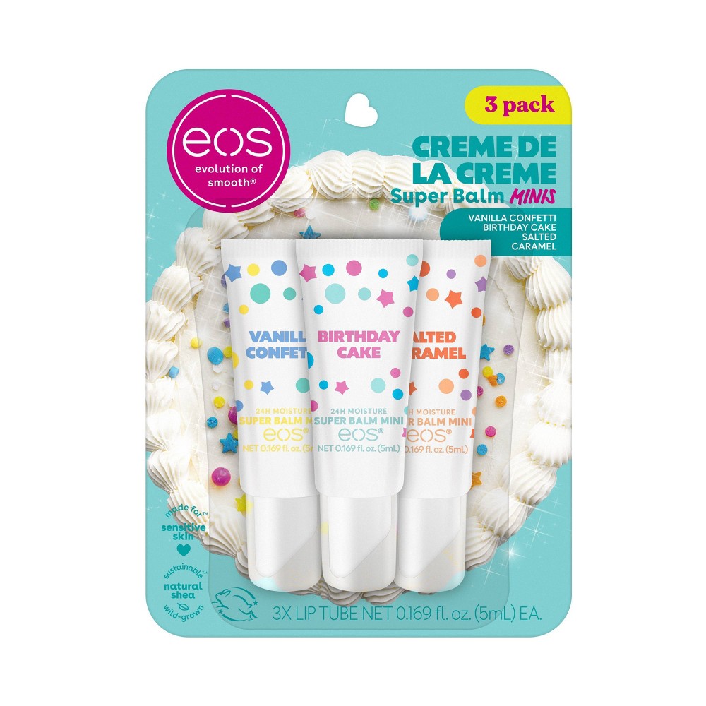 Photos - Lipstick & Lip Gloss E.O.S. eos 24hrs Moisture Super Balm Minis - Crème de la Crème - 0.169 fl oz/3pk 