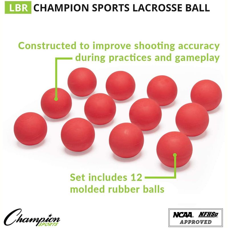 Champion Sports Official Lacrosse Balls - 12 Pack - Red, 4 of 10
