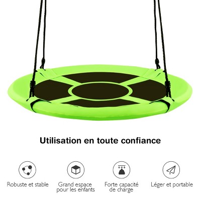 Green 40" Flying Saucer Tree Swing for Kids and Adults