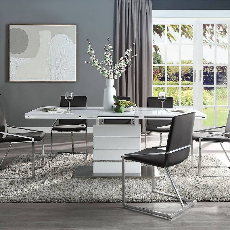79&#34; Kameryn Dining Table White High Gloss Finish - Acme Furniture, 1 of 11