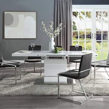 79" Kameryn Dining Table White High Gloss Finish - Acme Furniture