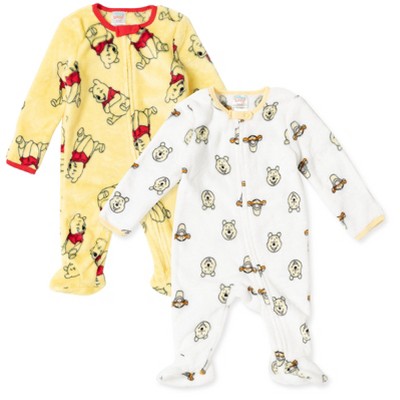 Disney Boy's Winnie the Pooh or Tigger Footed Coverall Bodysuit Onesie with Hat Set 