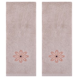 REGALWOVENBathroom Home Decor Embroidered Floral Pattern Cotton Hand Towels 13" x 30" 2 Pcs - 1 of 4