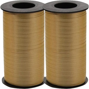 LoonBalloon 500 Yards Holiday Bronze Gold Curling Ribbon ‚ 3/16 Inch wide Festive Wrap (2-Pack) - 1 of 4