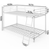 Karl Home White Twin Size Metal Bunk Bed for Kids Teens Adults, Heavy Duty Metal Bunk Bed with Ladder - 2 of 4