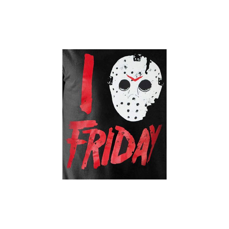 I Love Friday Jason Voorhees Mask Shirt Distressed Licensed Graphic T-Shirt Adult, 3 of 4