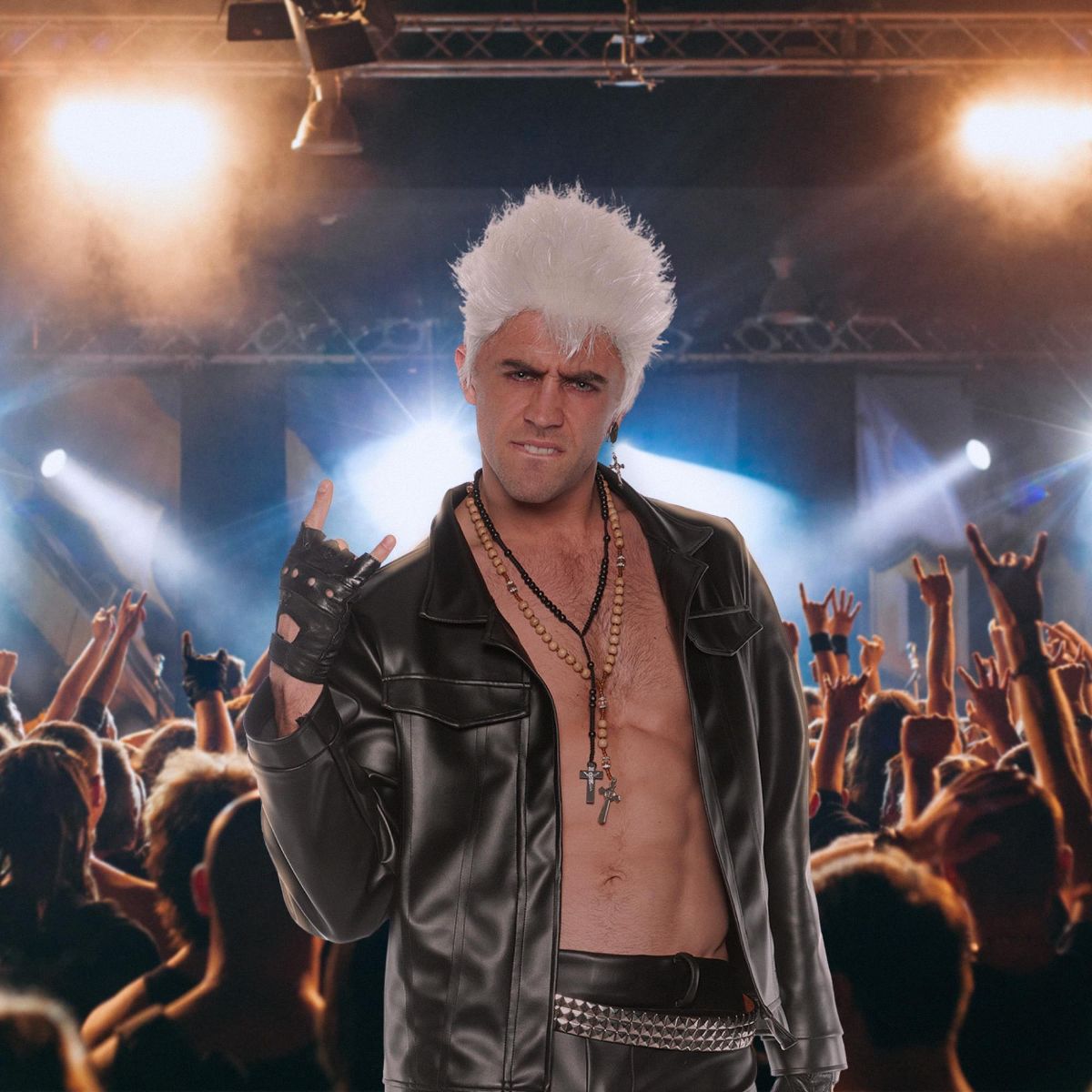 Faux Leather Rocker Jacket Adult Costume - thumbnail 2