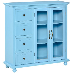 HOMCOM Storage Sideboard Cabinet with 4 Drawers and Glass Door Cupboard, Console Table for Living Room, Kitchen - 1 of 4
