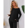 cheibear Women's Sweatshirt Jogger Lounge Set Long Sleeve Knit Round Neck Pajama Tracksuit - 2 of 4