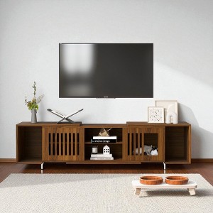 Modern Extendable TV Stand with Sliding Doors, Adjustable 54.3"-80" Media Console, MDF Wood Entertainment Cabinet with Storage for Living Room - 1 of 4