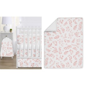 Sweet Jojo Designs 6p Girl Crib Bedding + BreathableBaby Breathable Mesh Liner Pad Botanical Blush Pink and White - 1 of 4