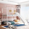 NicBex Twin over Twin Bunk Bed House Shape Loft Bed Metal Bed Frame with Full Length Guardrail, Slide and Ladder, No Box Spring Required - 2 of 4