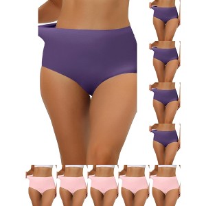 INSPIRE CHIC Women's Elastic High-Waisted Unlined Breathable No-Show Hipster Underwear 10 Packs - 1 of 4