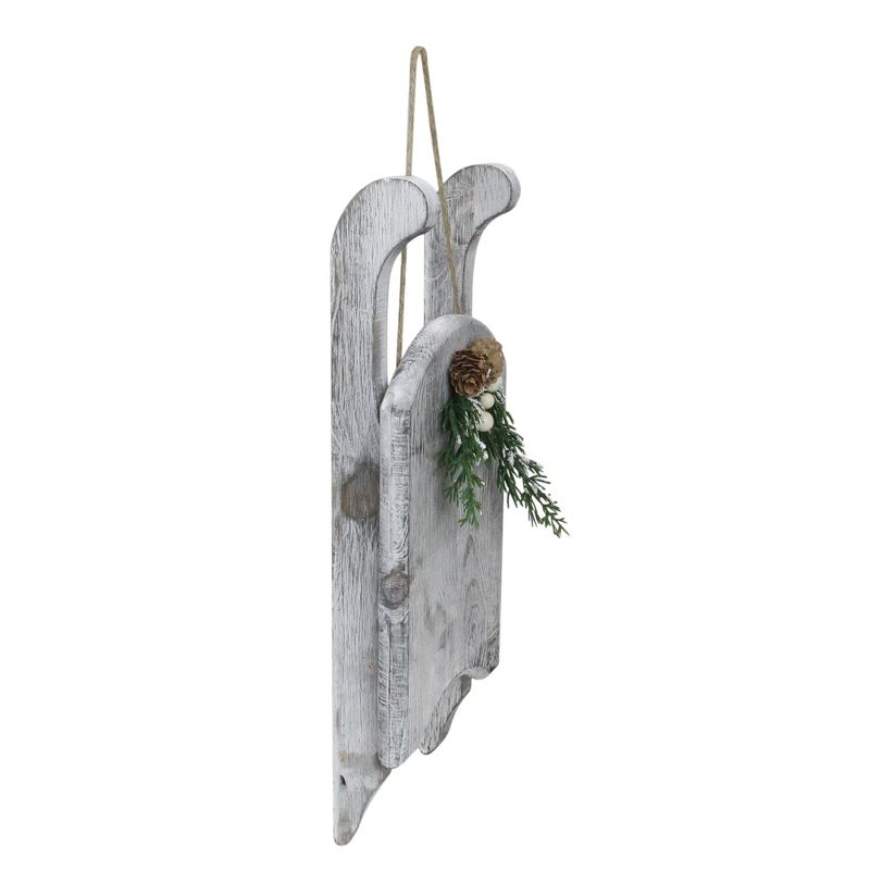 Northlight 15" Grey Distressed Finish Christmas Sled Wall Hanging, 5 of 7