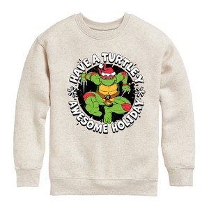 Boys' - Teenage Mutant Ninja Turtles - Have A Turtley Awesome Holiday Graphic Long Sleeve Fleece Sweatshirt - 1 of 4