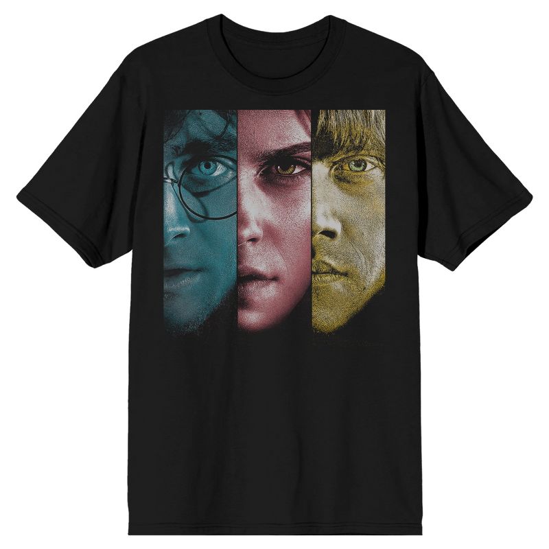 Harry Potter Faces Graphic Men's Black T-Shirt, 1 of 4