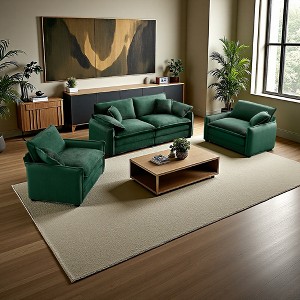 3-Piece Corduroy Sofa Set with 2 Singles + 2-Seater - 1 of 4