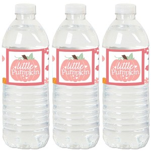 Big Dot of Happiness Girl Little Pumpkin - Fall Birthday Party or Baby Shower Water Bottle Sticker Labels - Set of 20 - 1 of 4