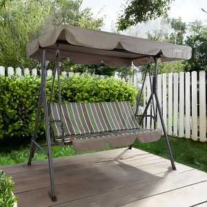 Kozyard Alicia 3-Seats Patio Swing Chair with Cushions, Durable Steel Frame, Adjustable Canopy, and Removable Cushions - 1 of 4