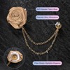 Unique Bargains Silk Alloy Handmade Rose Flower Brooch Pin with Gold Badge Tassel Chain for Men Suit 1 Pc - 2 of 4