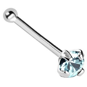 Jewelry Avalanche 22G 14K Gold Ball-end Nose Stud with Aquamarine Gemstone - 1 of 2