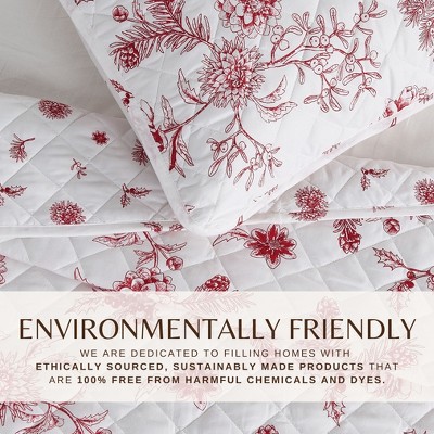 Jolly Floral Reversible Full/Queen Microfiber Quilt Set