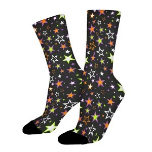 Glow In The Dark Stars Women Printed Crew Socks Funny Funky Socks Soft Polyester Novelty Gifts for Artists Men - 1 of 1