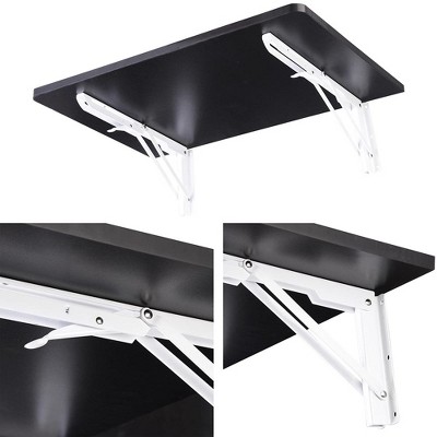 Black Wall Mounted Folding Computer Desk with Metal Brackets