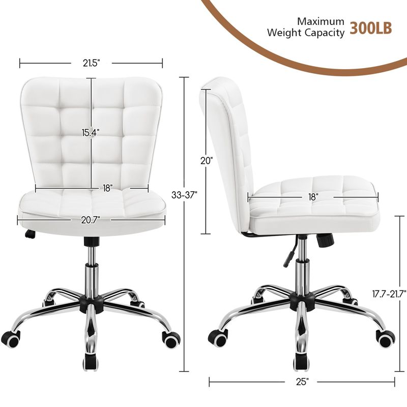 Yaheetech Modern Mid-back Office Chair Armless Desk Chair, 3 of 7