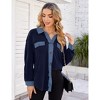 Women's Polar Fleece Shirt Jacket, Button - Down Long - Sleeve Coat with Chest Pockets, Casual Fall & Winter Outerwear - 3 of 4