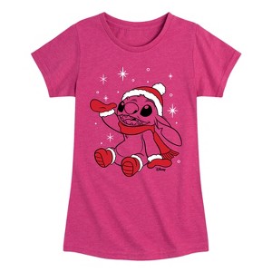 Girls' - Lilo and Stitch - Merry Stitchmas Christmas Fitted Short Sleeve Graphic T-Shirt - 1 of 4