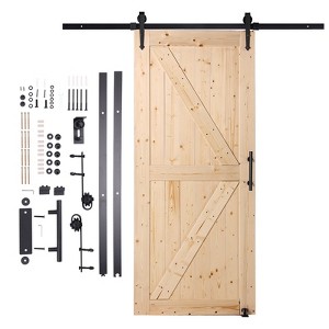 VEVOR Barn Door and Hardware Kit,36"x84" Wood Sliding Barn Door,Smoothly and Quietly,Barn Door Kit with 8-in-1 Floor Guide and Door Handle,Black&Wood - 1 of 4