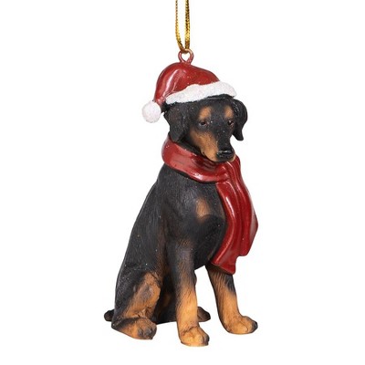 Festive Doberman Pinscher Holiday Resin Ornament with Santa Hat
