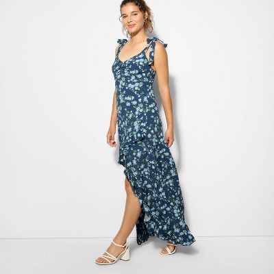 Women's Cascade Maxi High Low Dress - Wild Fable™ Navy Blue Floral