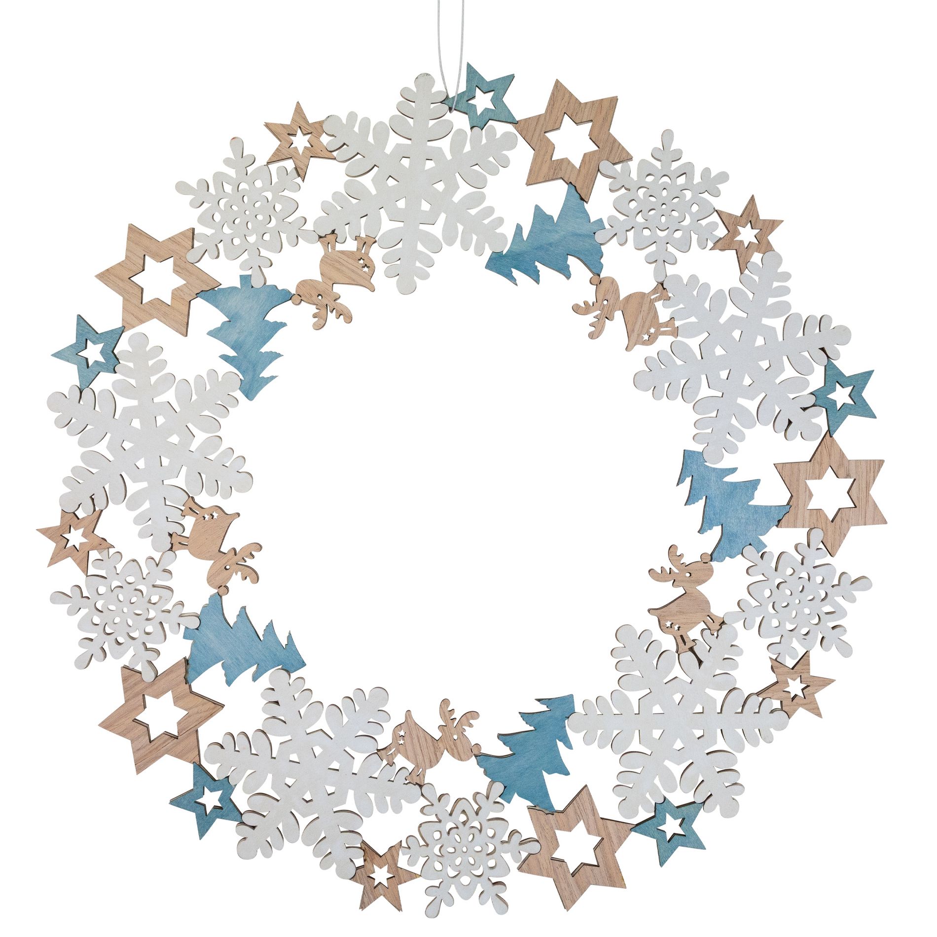 Northlight Snowflake Cut-Out Wooden Christmas Wreath - 15.75" - Unlit