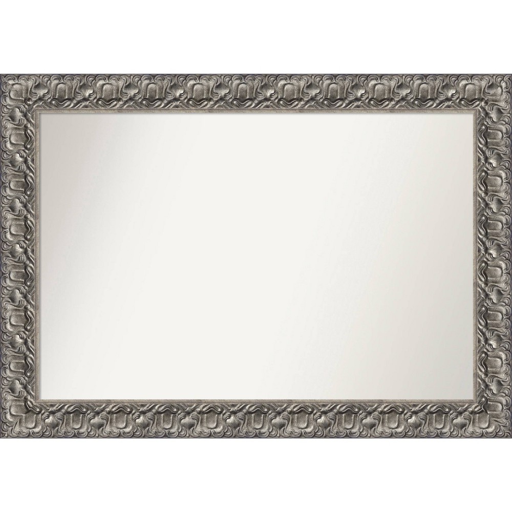 Photos - Wardrobe 42" x 30" Non-Beveled Silver Luxor Wood Bathroom Wall Mirror - Amanti Art: Modern Rectangle, Includes Mounting Hardware