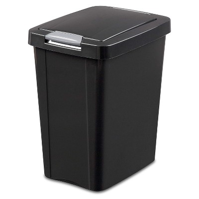 7.5 gallons black plastic touch-type trash can, suitable for offices, bedrooms and kitchens