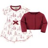 Touched by Nature Baby and Toddler Girl Organic Cotton Dress and Cardigan 2pc Set, Winter Woodland, 12-18 Months - 2 of 4