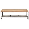 vidaXL Rustic Rectangle Acacia Wood Coffee Table with Storage Shelf and Iron Legs - Brown - 2 of 4