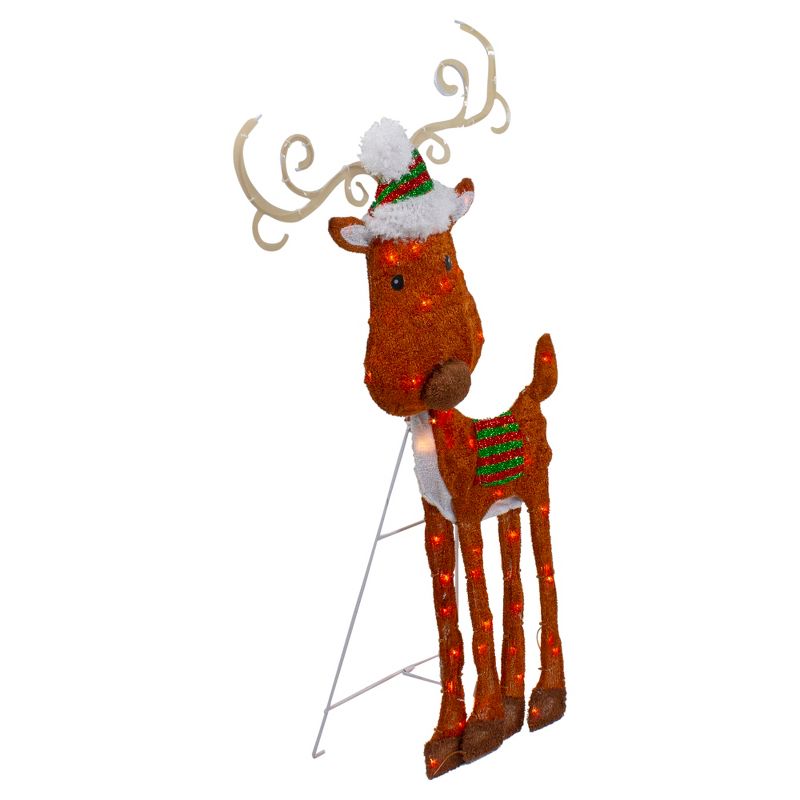 Northlight 32" Lighted 2D Chenille Reindeer Outdoor Christmas Decoration, 4 of 7