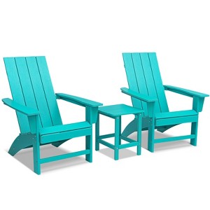 GARPROVM 2 Adirondack Chairs with Side Table HDPE Weather-Resistant Outdoor Patio Furniture - 1 of 4