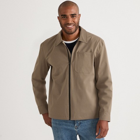 Lands' End Men's Squall Mac Rain Jacket - Small - Vintage Taupe