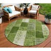 Olive Green And Artichoke Green Patchwork Washable Indoor Outdoor Area Rug - 2 of 4