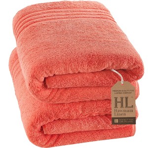 Hawmam Linen Jumbo Large Bath Sheets Towels 2-Pack 35 x 70 Inches Soft and Absorbent, Premium Quality 100% Cotton Towels - 1 of 4